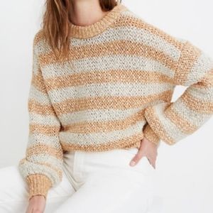 NWT Madewell Baez Pullover Sweater in Stripe Size XL